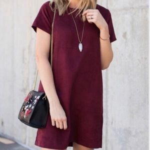 Brandy Melville Burgundy Faux Suede T-Shirt Dress